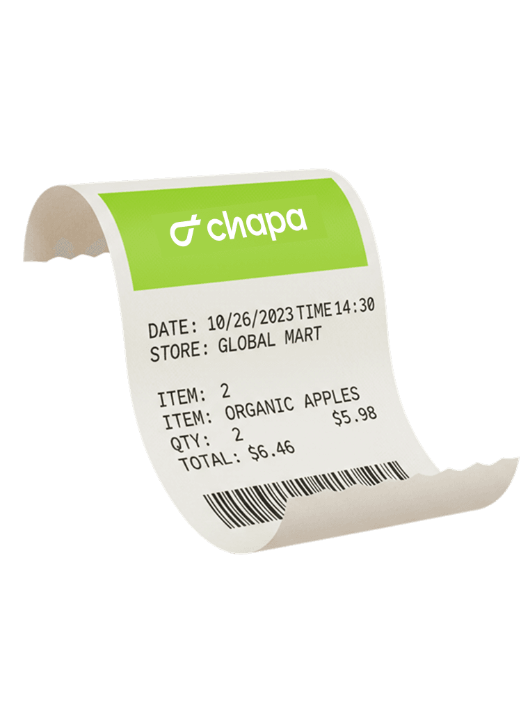Chapa branded checkout receipt