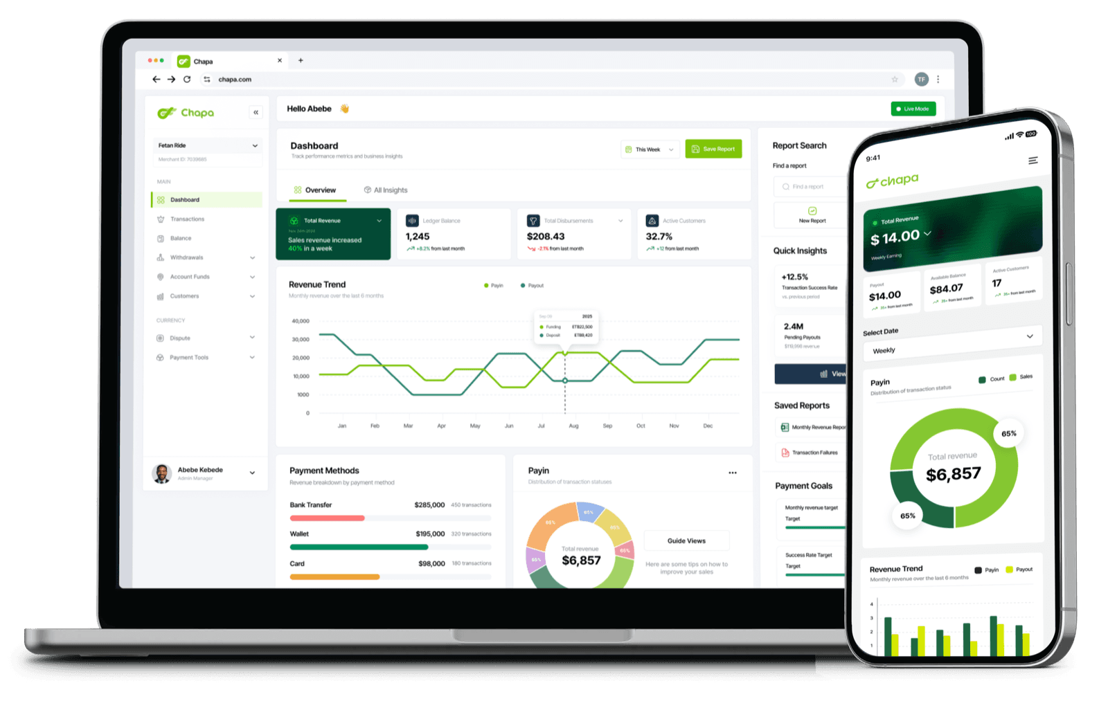 Chapa storefront operations dashboard
