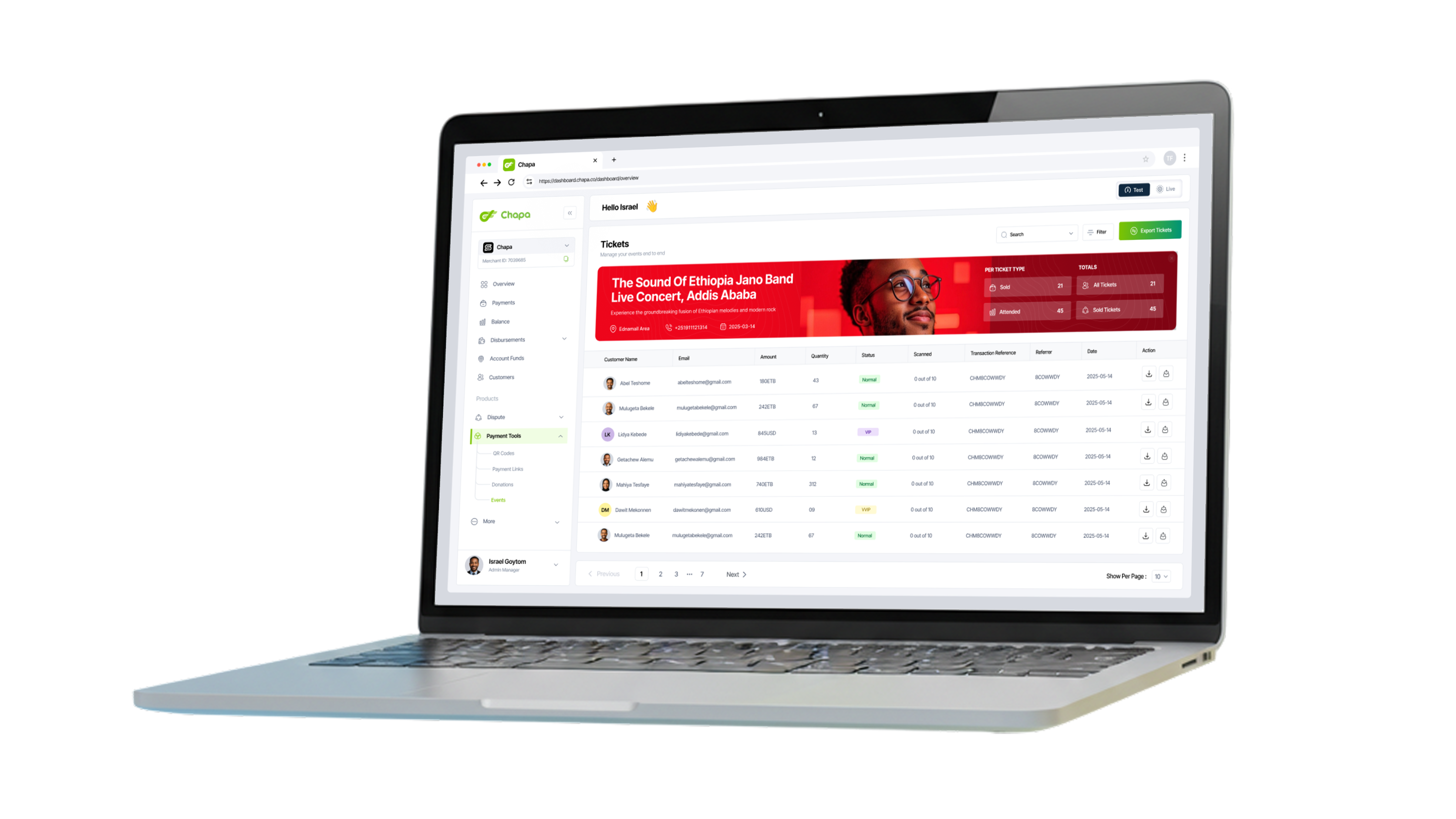 Chapa ticket management dashboard